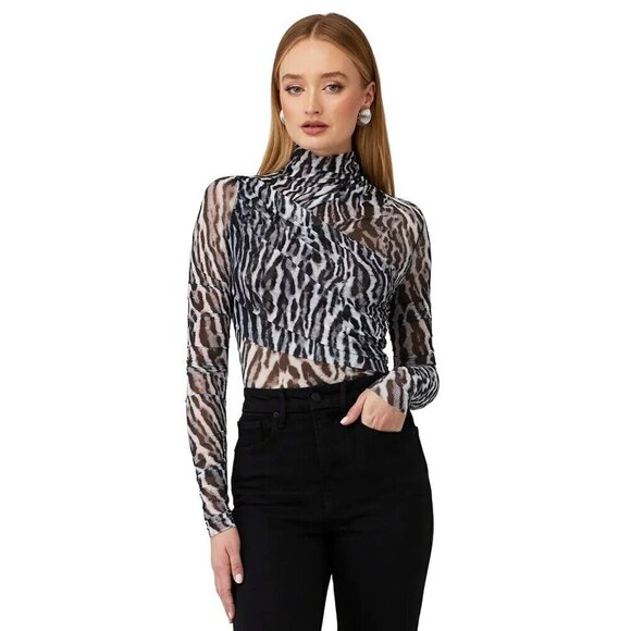 SER.O.YA Sana Top in Grey Ocelot XSmall Womens Long Sleeve Blouse - Picture 15 of 15